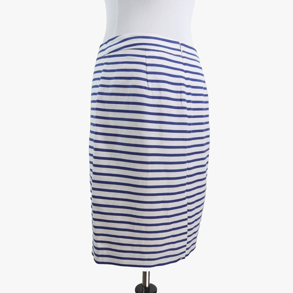 NWT J Crew Size 4 The Pencil Skirt Lined Nautical Stripe Blue White - Picture 4 of 12